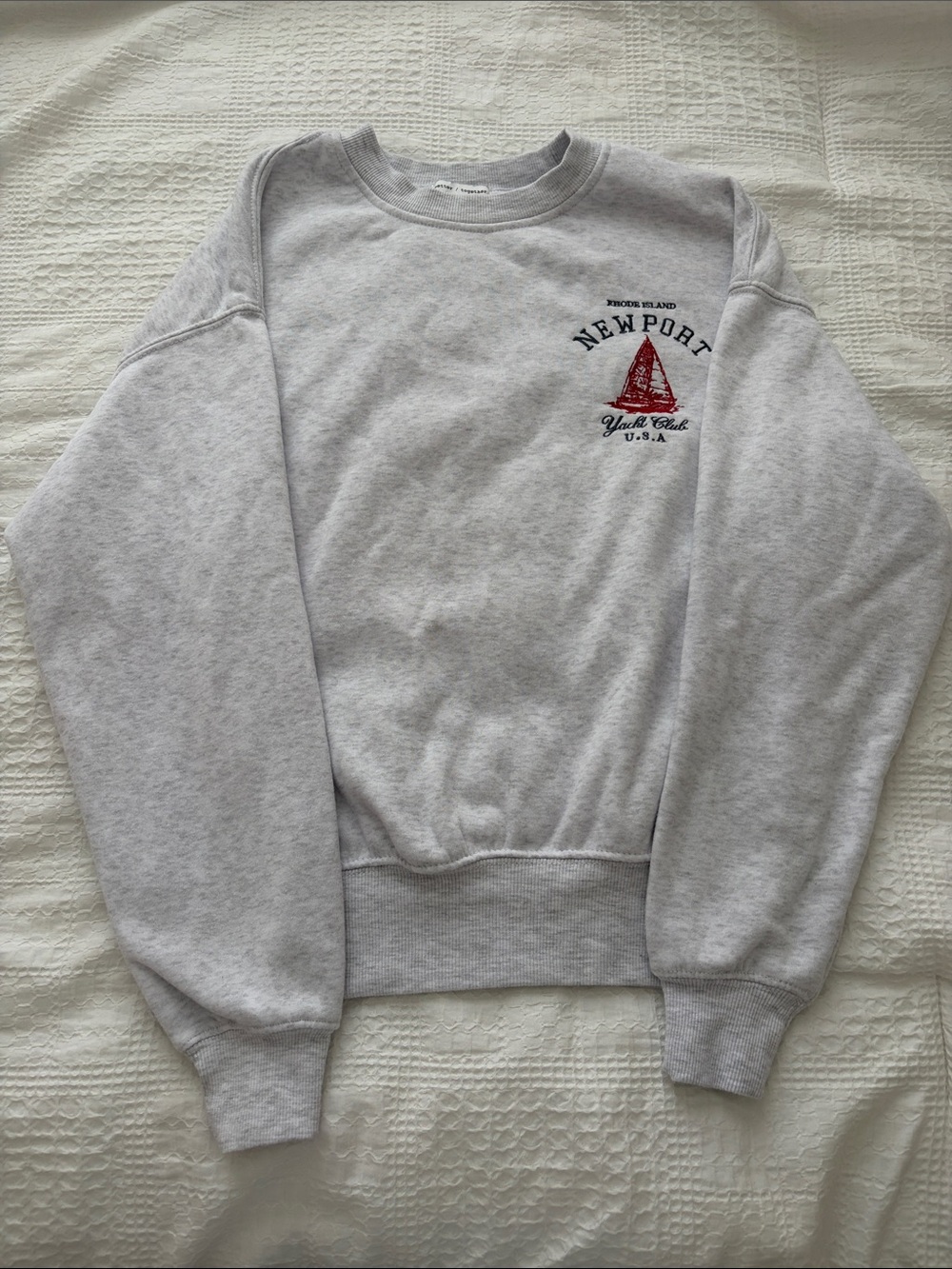 Newport Graphic Crewneck Sweatshirt - Light Gray with Red Logo